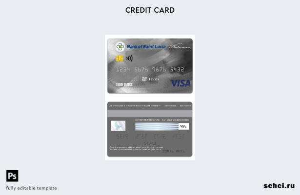цифровая загрузка шаблона карты Visa Platinum Банка Сент Люсии